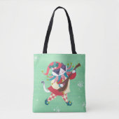 Kerstmuziek Elf Cat Green Draagtas (Voorkant)