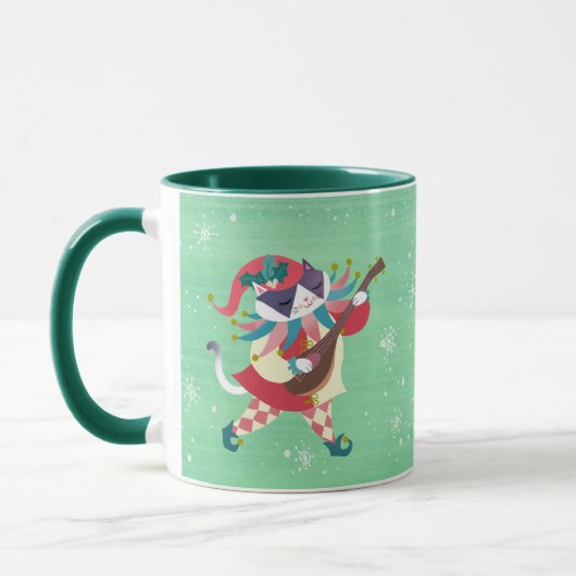 Kerstmuziek Elf Cat Green Mok (Links)
