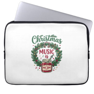 Kerstmuziek Is Jam Pot Dennengroen Krans Hoofdtele Laptop Sleeve