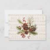 Kerstmuziek Rode Berry Krans Wedding RSVP Kaart (Achterkant)