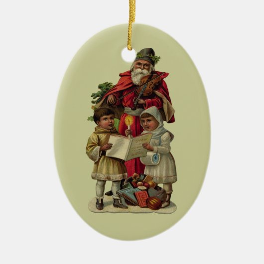 kerstmuziek zingen keramisch ornament (Voorkant)