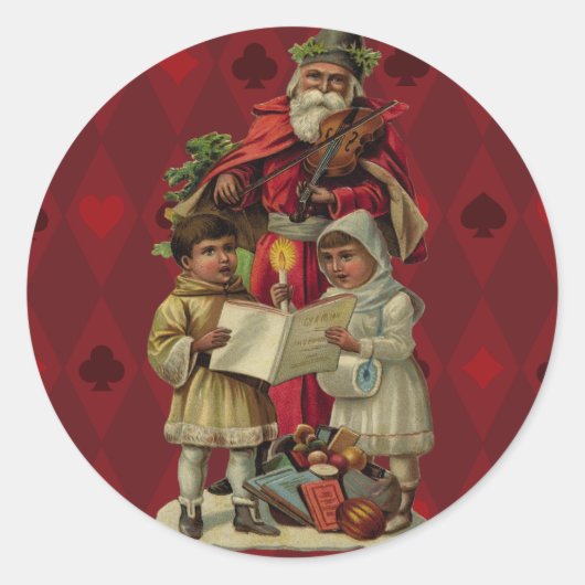  kerstmuziek zingen ronde sticker (Voorkant)