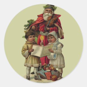 kerstmuziek zingen ronde sticker