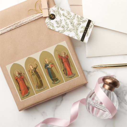 Kerstmuzikant Angels,  renaissance Rechthoekige Sticker (Geschenken)