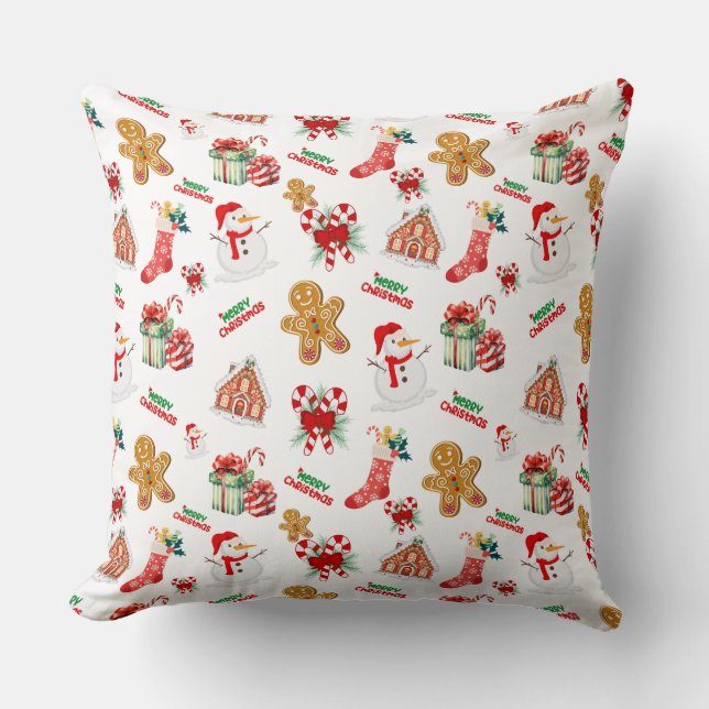 Kerstnaadloos patroon kussen (Voorkant)