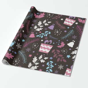 Kerstnaadloos patroon met boom, sneeuw, geschenk cadeaupapier