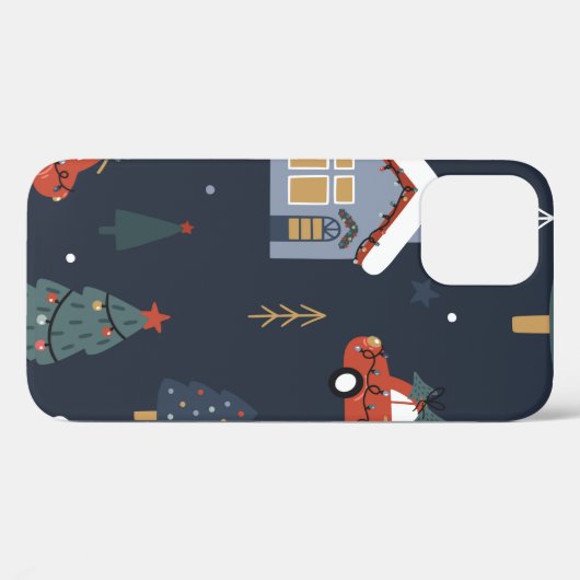 Kerstnaadloos patroon met kerstboom, auto Case-Mate iPhone case (Achterkant (horizontaal))