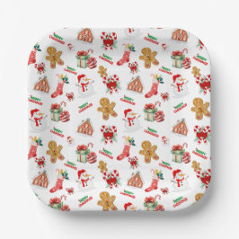 Kerstnaadloos patroon papieren bordje