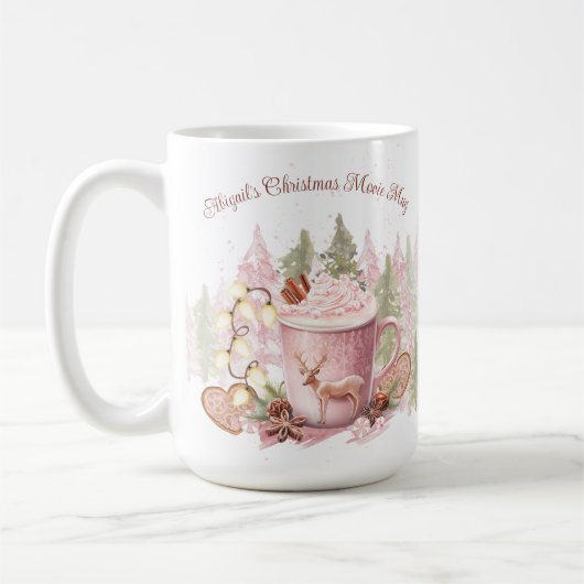 Kerstnaam Roze Hete Chocolade Grote Mok (Links)