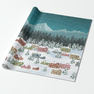 Kerstnacht - Berg stadslandschap Cadeaupapier