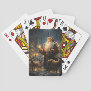 Kerstnacht Besneeuwd Bos Pokerkaarten
