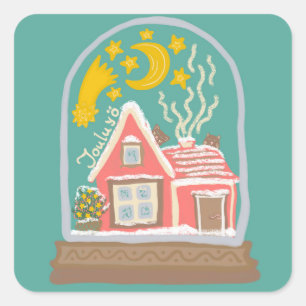 Kerstnacht Finse hut op dennengroen Vierkante Sticker