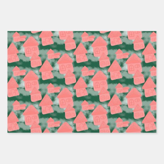 Kerstnacht Finse hutten, bomen en schieten Inpakpapier Vel (Voorkant 2)