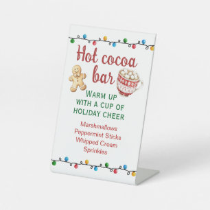 Kerstnacht Pyjama Feest Heet Chocolade Bar Reclamebord Met Voetstuk