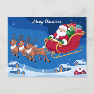 Kerstnacht Rit met de slee van de Kerstman Feestdagenkaart