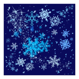 Kerstnacht Snowfall Foto Afdruk