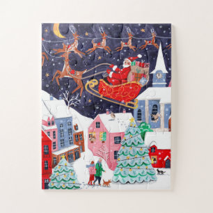 Kerstnacht voor Kerstmis Dorp Legpuzzel
