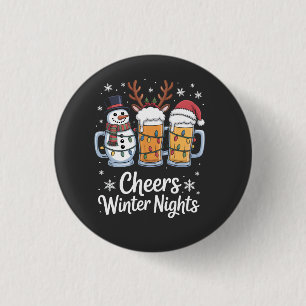 Kerstnachtbiertjes Sneeuwman Bierliefhebbers Ronde Button 3,2 Cm