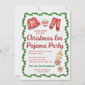 Kerstnachtkoekjes Heet Chocolade Pyjama Feestje Kaart (Voorkant)