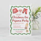 Kerstnachtkoekjes Heet Chocolade Pyjama Feestje Kaart (Staand voorkant)