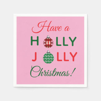 Kerstnapkin met 'Holly Jolly Christmas' Servet