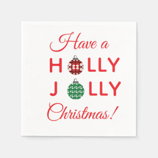 Kerstnapkin met 'Holly Jolly Christmas' Servet