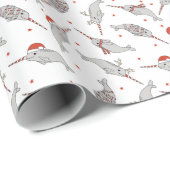 KerstNarwhal wit Cadeaupapier (Rol Hoek)