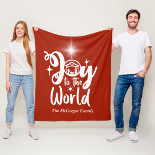 Kerstnatinativiteit Joeit tot de Wereld Rood en Wi Fleece Deken