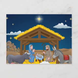 kerstnativescherm met Baby Jesus Briefkaart
