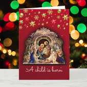 Kerstnativiteit in het rood van oma feestdagen kaart