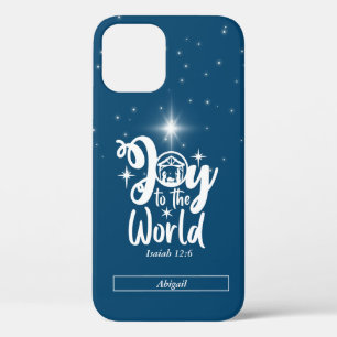 Kerstnativiteit Joeit tot de Wereld Blauw & Wit iPhone 12 Hoesje