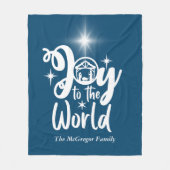 Kerstnativiteit Joeit tot de Wereld Blauw & Wit Fleece Deken (Voorkant)