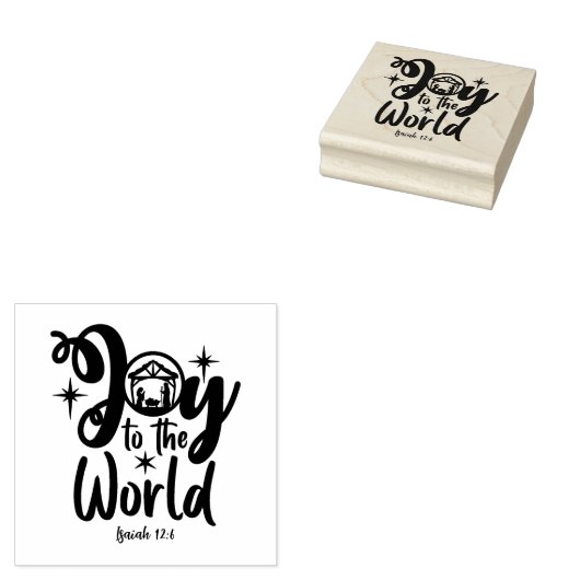 Kerstnativiteit Joy tot de wereld Rubberstempel (Gestempeld)
