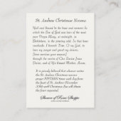 kerstnativiteit Novena Jesus Mary Heilige Kaart Visitekaartje (Achterkant)