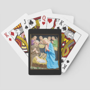 kerstnativiteitsscène pokerkaarten