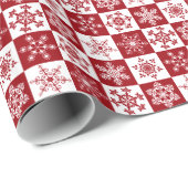 Kerstnep rood en wit gebarsten patroon cadeaupapier (Rol Hoek)