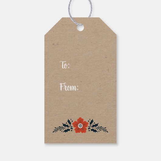 Kerstnestpop rood cadeaulabel (Achterkant)