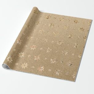 Kerstnieuwjaar gouden glitter-sneeuw cadeaupapier