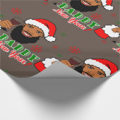 Kerstnieuwjaar voor de zwarte kerstvader cadeaupapier (Hoek)