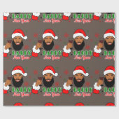 Kerstnieuwjaar voor de zwarte kerstvader cadeaupapier (Vlak)