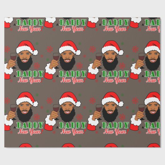 Kerstnieuwjaar voor de zwarte kerstvader cadeaupapier (Vlak)