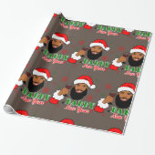 Kerstnieuwjaar voor de zwarte kerstvader cadeaupapier (Uitgerold)
