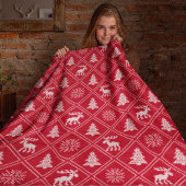 Kerstnit Feestdagen van de rode winter met rotsen Fleece Deken