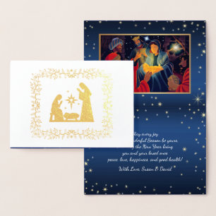 Kerstnitraatscène Luxe Kaarten van echte Folie