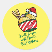  kerstnoedle cartoon ronde sticker (Voorkant)