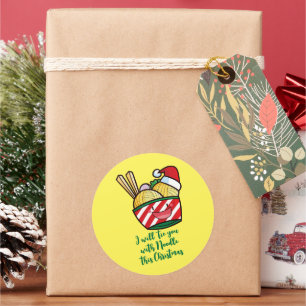  kerstnoedle cartoon ronde sticker