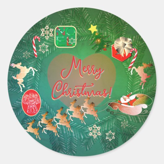 Kerstnostalgie ronde sticker (Voorkant)