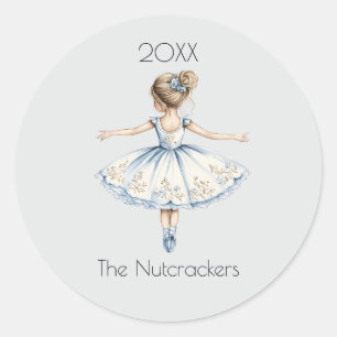 Kerstnotenkraker Ballerina Waterverf Ronde Sticker