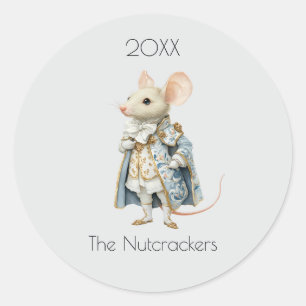 Kerstnotenkraker Muizenkoning Waterverf Ronde Sticker