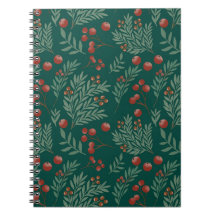 Kerstnotitieboek met botanische rode bes